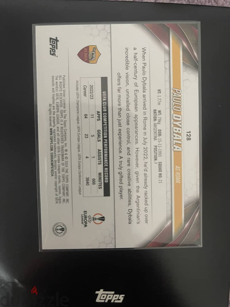 2024 Topps Soccer Trading Card -  AS Roma Paulo Dybala  #128 1