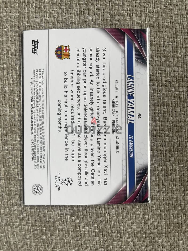 2024 Topps Soccer Trading Card - Barcelona Lamine Yamal RC #64 1