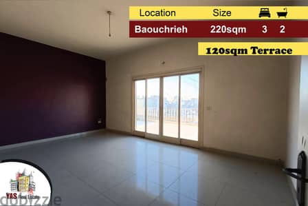 Baouchrieh 220m2 | Terrace 120m2 | Need Renovation | Open View | AA