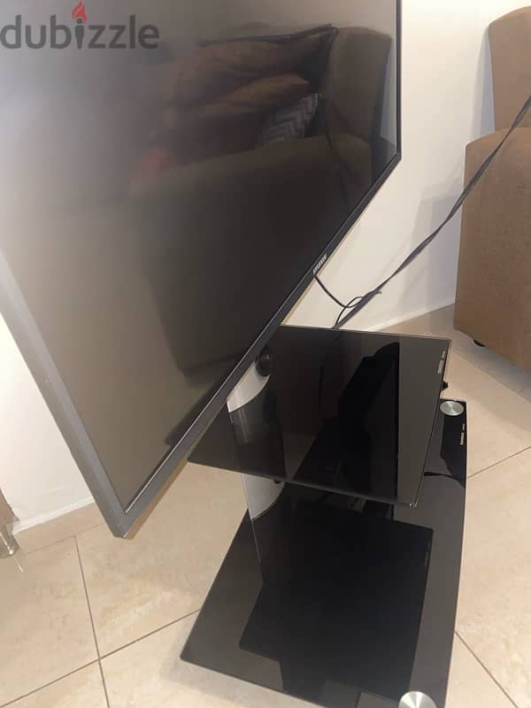 Stylish Black Glass and Metal TV Cabinet - Excellent Condition 2