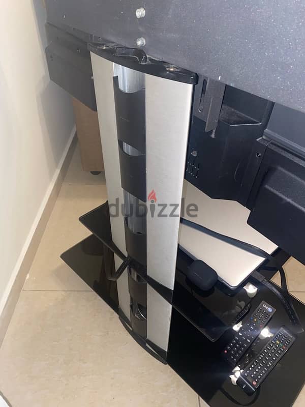 Stylish Black Glass and Metal TV Cabinet - Excellent Condition 4