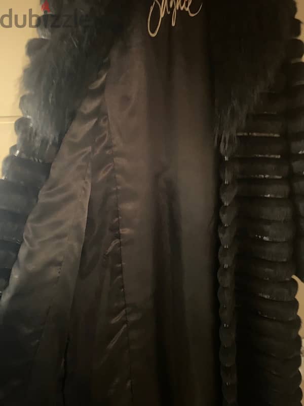 100% fur coat black used once 5