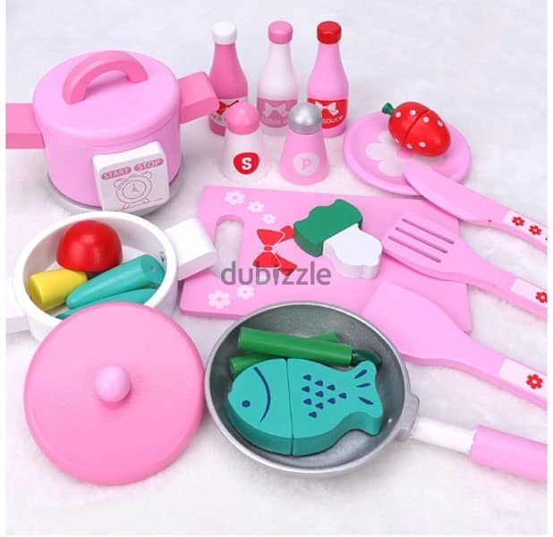 Girls wood kitchen with tools 2