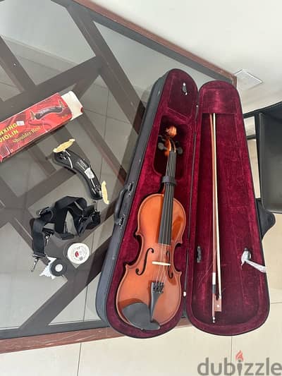 violin for sale with violin shoulder rest and all its original stuff