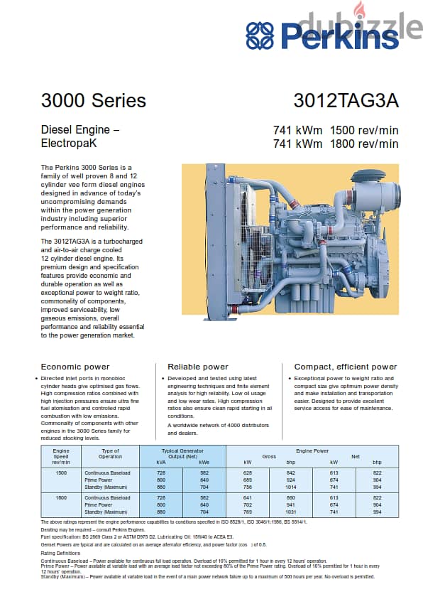 PERKINS  Power Generator, 3012-TAG3, 750KVA 2