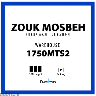 Warehouse for rent in Zouk Mosbeh - 1750 MTS2 - 6.0 Mt Height