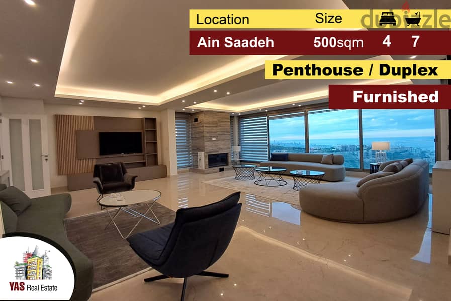 Ain Saade 500m2 | Penthouse Duplex / Rooftop |Super Luxury| View | AMK 0