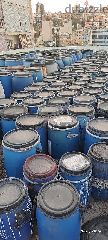 industrial drums and gallons. 0