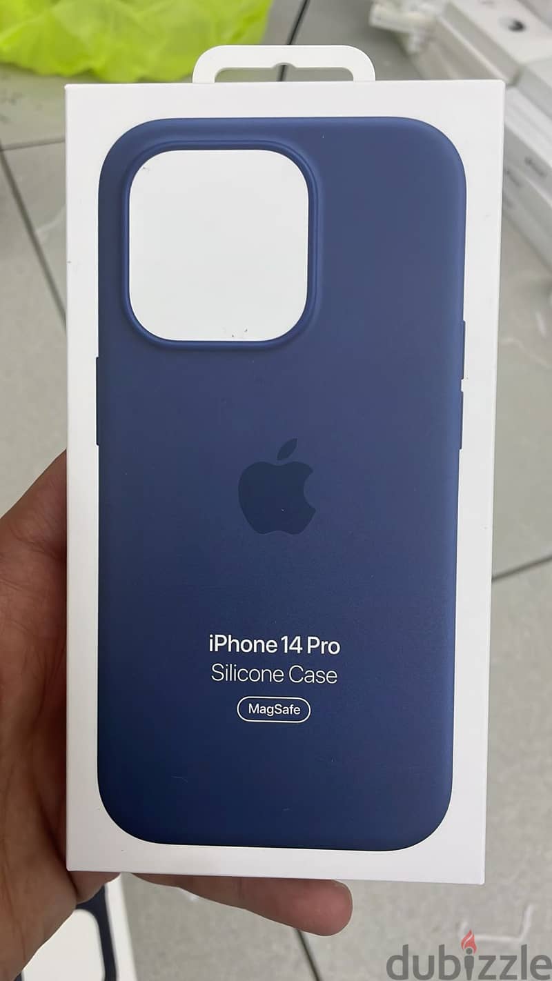 Silicone case magsafe iphone 14 pro storm blue original & best offer 0