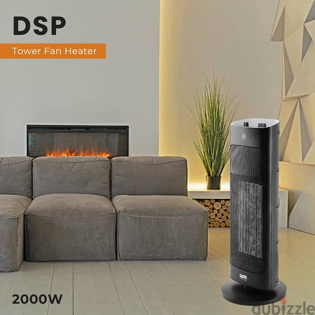 DSP Tower Fan Heater – 80° Oscillation with Thermostat, 2000W 1