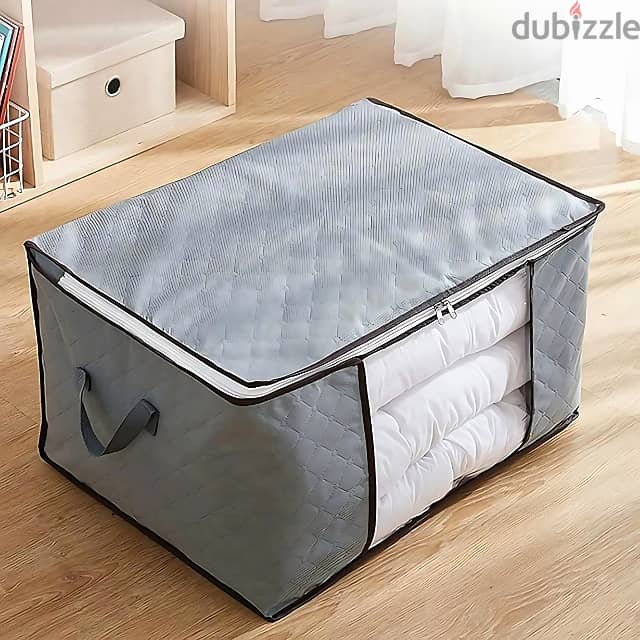 Foldable Storage Bag with Handles for Clothes & Bedding, Grey 1