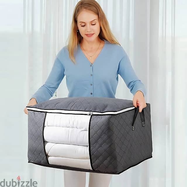 Foldable Storage Bag with Handles for Clothes & Bedding, Grey 3