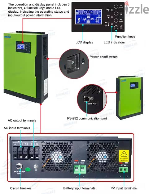 Sunmart 5500W 48V hybrid solar inverter 4