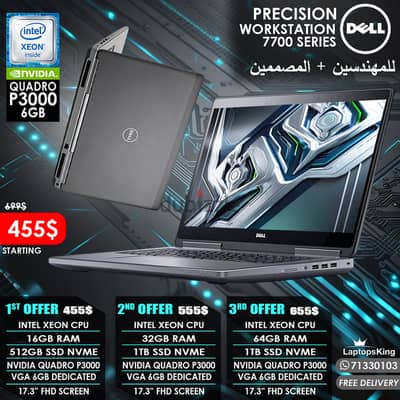 DELL PRECISION 7700 SERIES INTEL XEON VGA NVIDIA QUADRO P3000 17.3" L