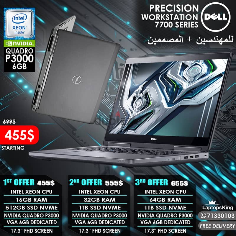 DELL PRECISION 7700 SERIES INTEL XEON VGA NVIDIA QUADRO P3000 17.3" L 0