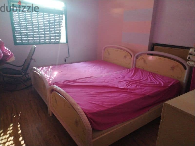 2 Single bedroom with mattress with Nightstand + Beside Table 1