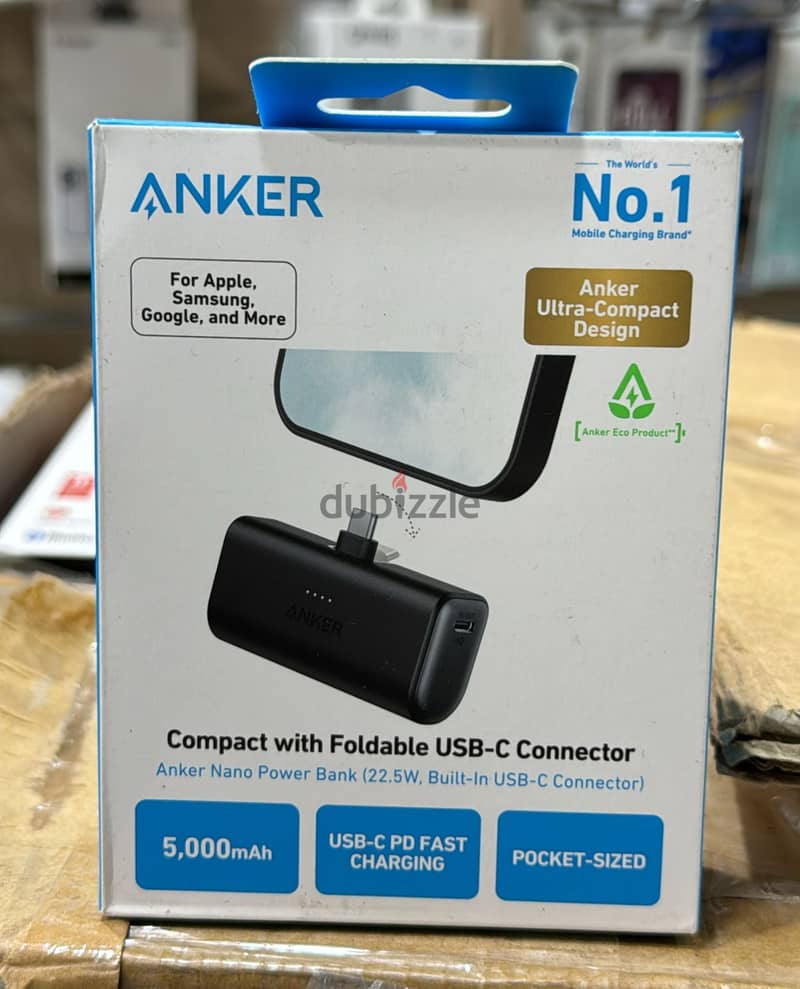 Anker Nano Power Bank 5,000mah (22.5w , built in usb-c connector) gre 0