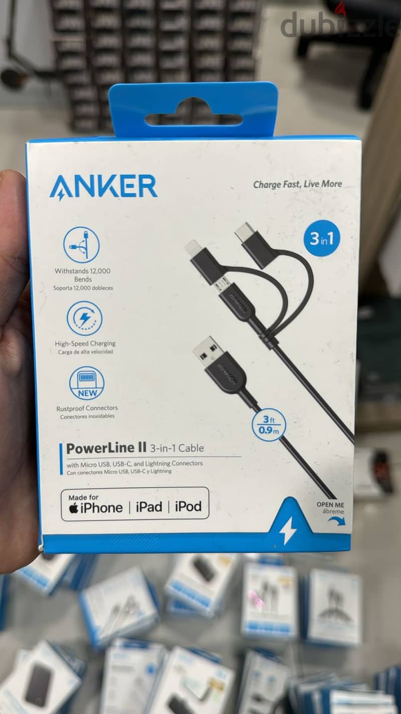 Anker powerline II 3in1 cable 3ft great & best price 0