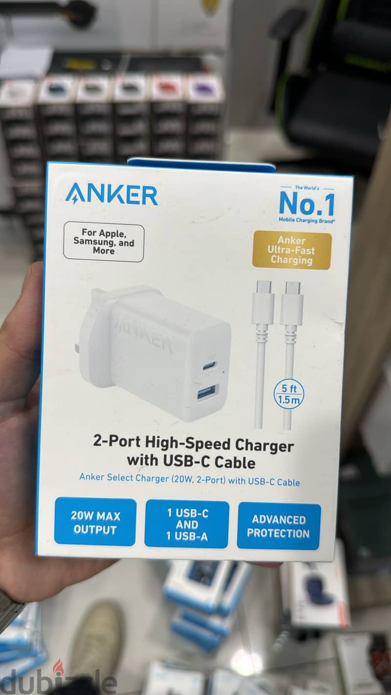 Anker select charger (20w 2-port) with usb-c cable 1.5m great & best 0