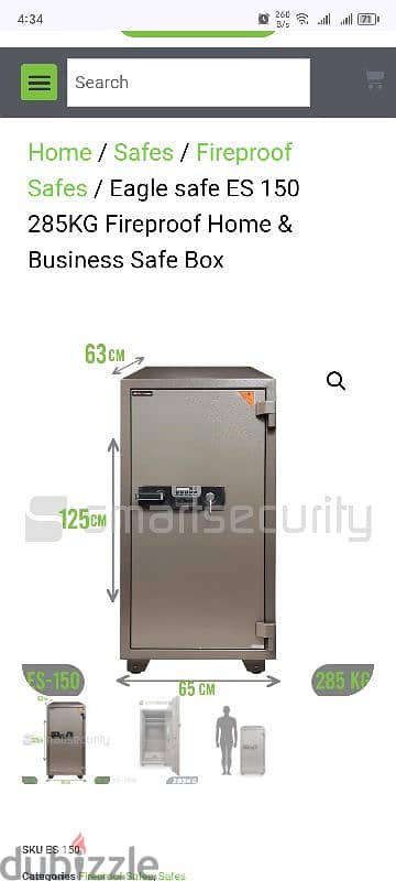 Eagle safe ES 150 285KG Fireproof Home & Business Safe Box 5