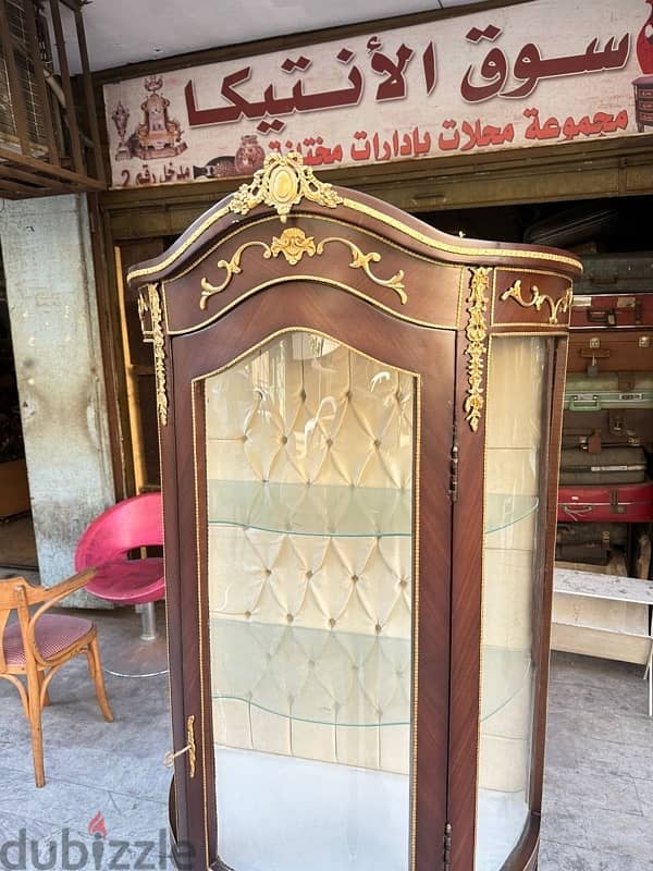 vetrine salon cristalièreفاترين صالون ناعمة خشب جوز ماركتري رسم بالخشب 5