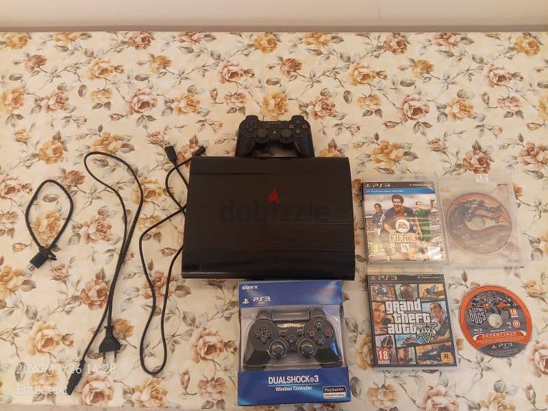 ps3 slim/2controllers/cables/gta 5/sleeping dogs/fifa2013/mortalkombat 0