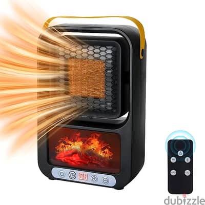 3D Flame Heater 600W with Heat Control, Remote and Timer