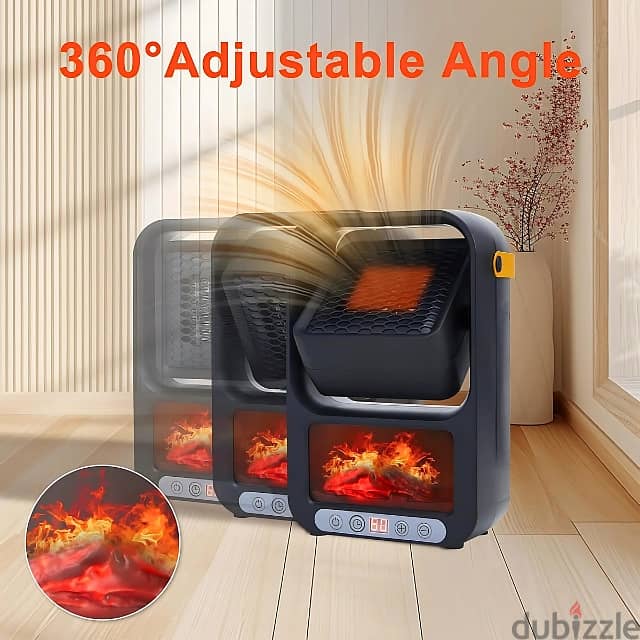 3D Flame Heater 600W with Heat Control, Remote and Timer 2