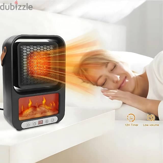 3D Flame Heater 600W with Heat Control, Remote and Timer 4