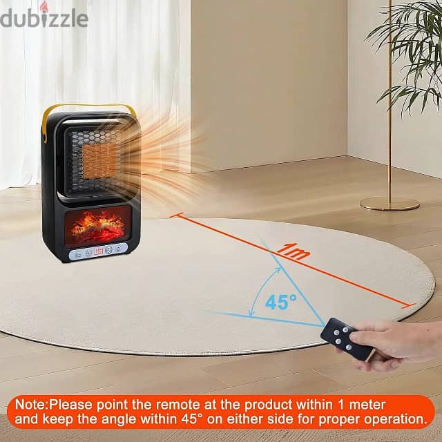 3D Flame Heater 600W with Heat Control, Remote and Timer 11