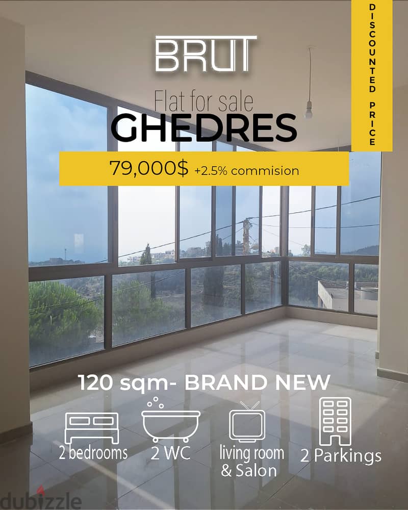 120 Brand new apartment for sale in Ghedres Keserwan- Installment ! 0