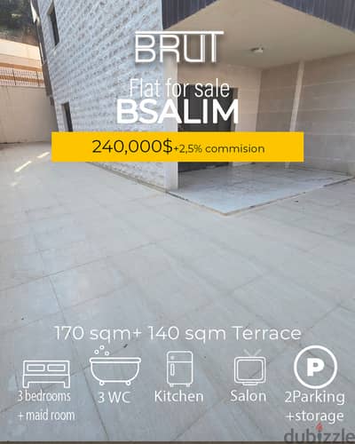 170 sqm Apartment+140m Terrace in Bsalim Metn - Brand new