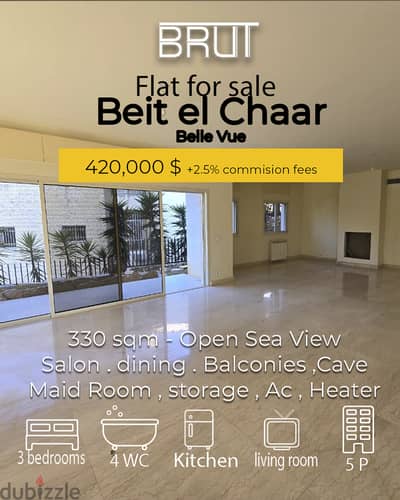 High-end apartment for sale in Bet el chaar - Belle Vue Metn