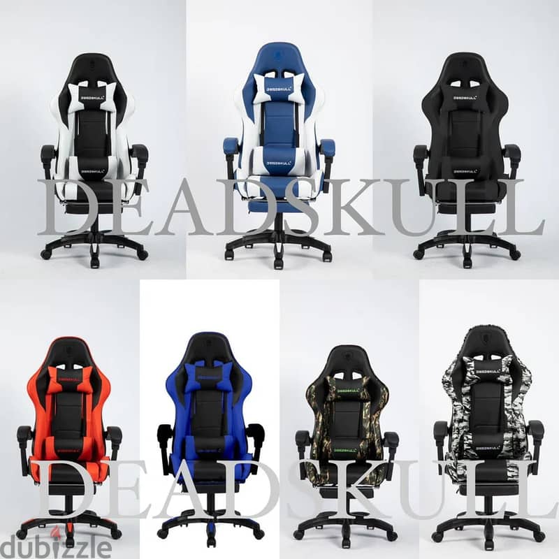 Deadskull Gaming Chair with Footrest - many good colors available 0