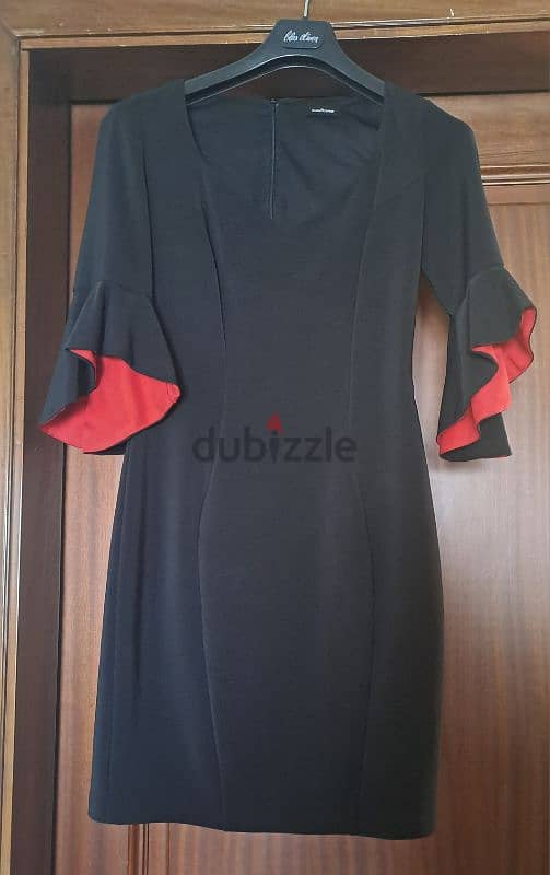 Black dress with red sleeves ,size 38 0