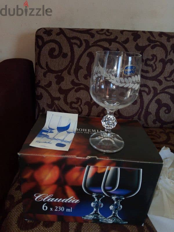 crystal bohemian wine glasses ×6 0