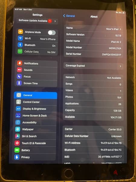 IPAD AIR 2 with SIM card (VERY CLEAN BARELY USED) 2