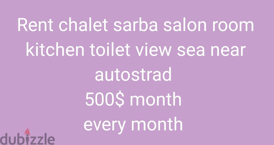 Rent chalet sarba salon room kitchen toilet view near autostrad month 0