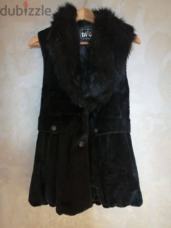 fluffy black jacket for women size: medium 0