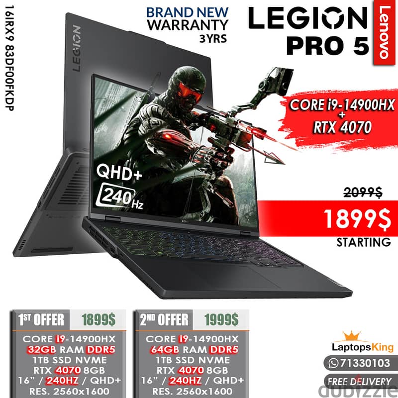 Lenovo Legion Pro 5 16IRX9 83DF00FKDP Core i9-14900hx Rtx 4070 240hz 0