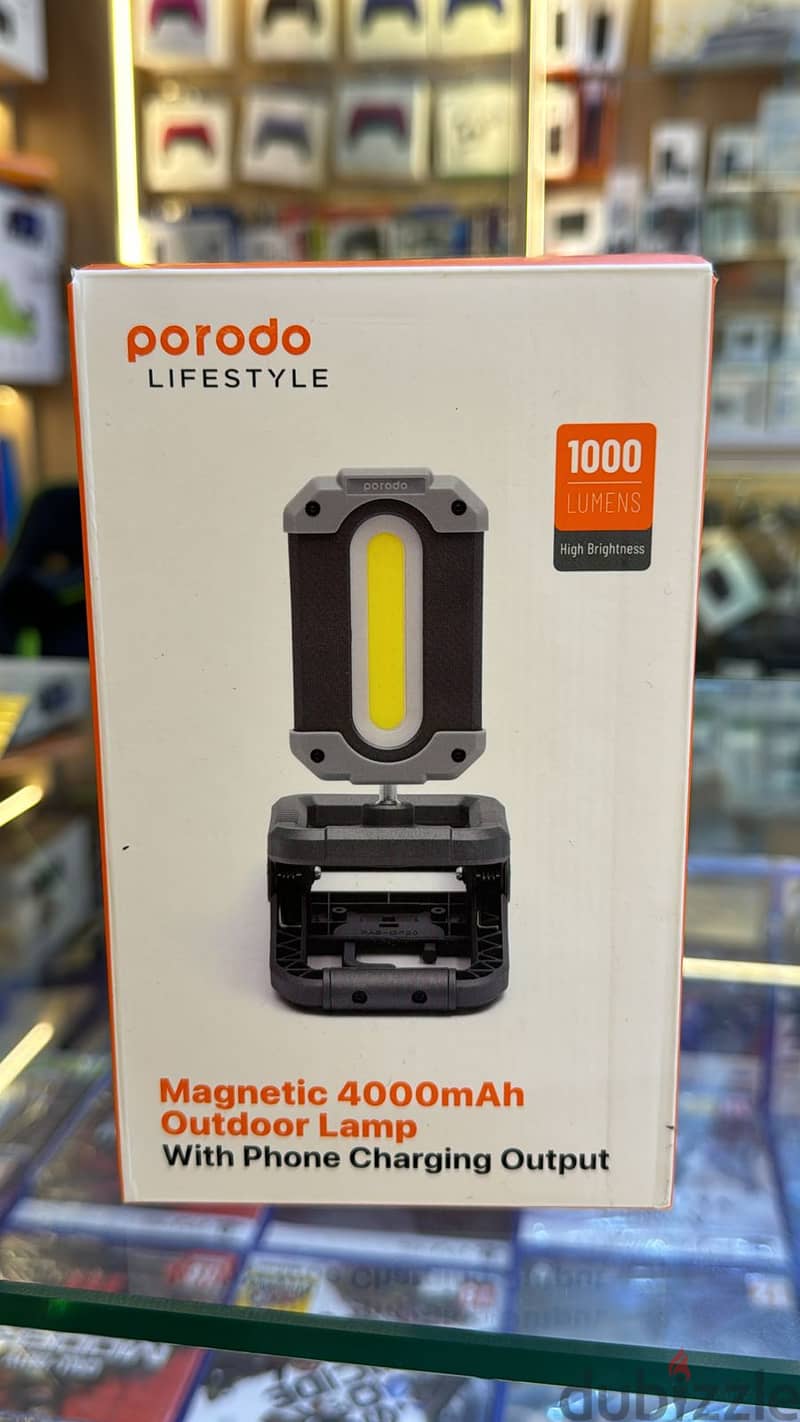 Porodo magnetic 4000mah outdoor lamp with phone charging output 0