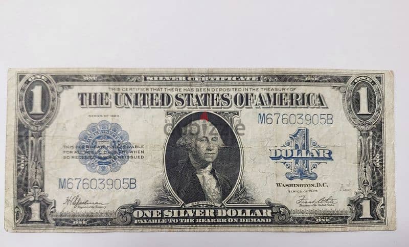 USA  Large One Dollar Banknote year 1923الدولار الاميركي الكبير 0