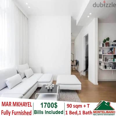 Fully Furnished 90 Sqm Apartment for rent in Mar Mkhayel