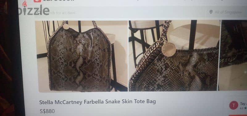 handbag StellMcC/Rtney Snake leather Made in Italy 6