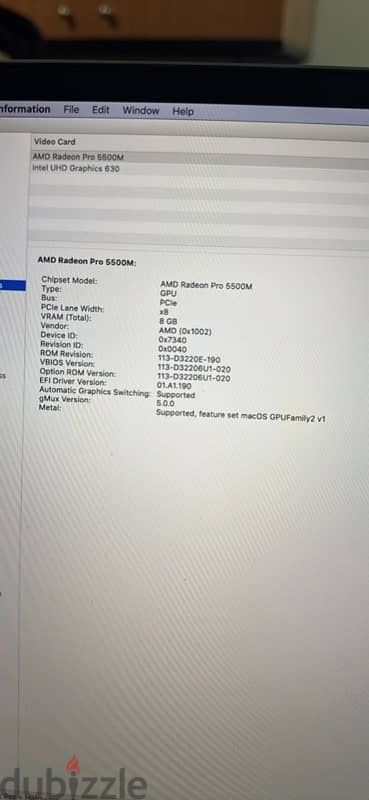 Macbook pro 16” 2019 core i9 32GB Ram 1TB SSD Radeon Pro 5500M 8GB 1