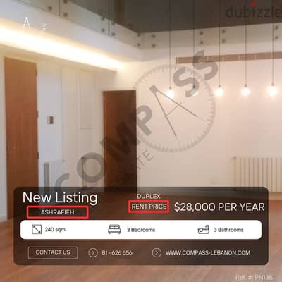 A Charmy Duplex for Rent in Ashrafieh