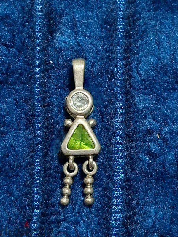 925 Sterling Silver Pendant with Genuine Stones 0