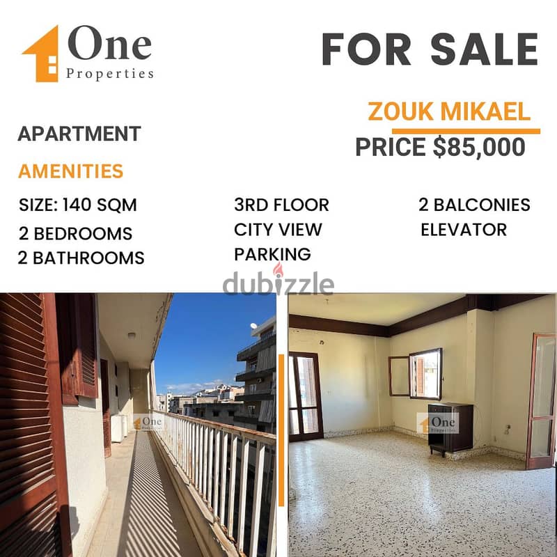 APARTMENT FOR SALE IN ZOUK MIKAEL 0