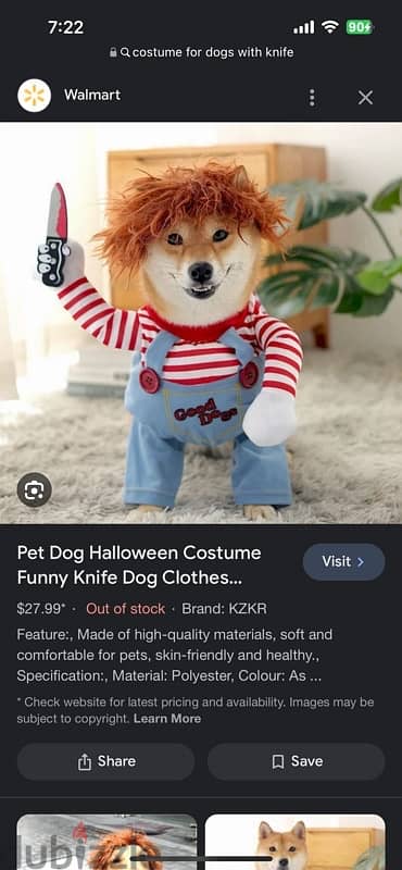 originl costume chucky for all small dogs sizes 2