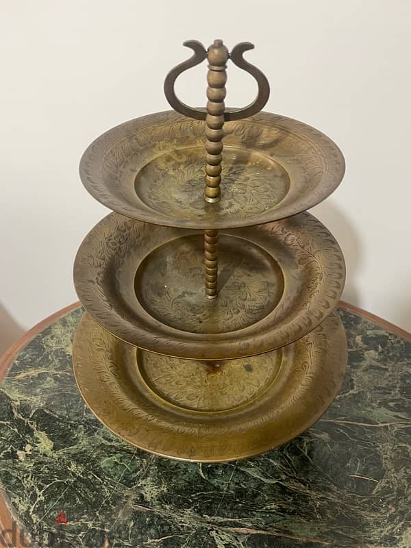 antique brass serving stand 1